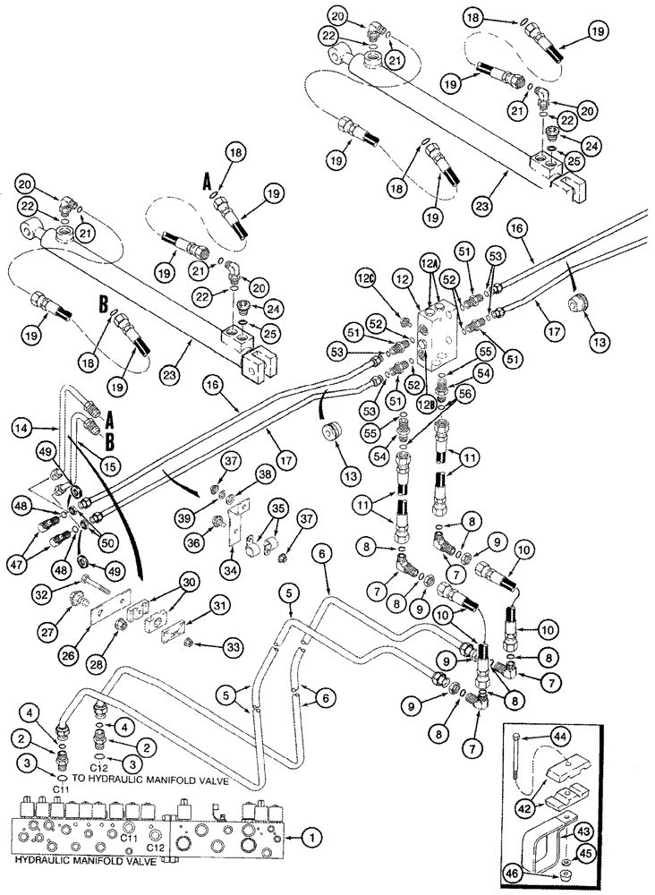 Схема запчастей Case IH 2555 - (08-36) - COMPACTOR CYLINDER SYSTEM (07) - HYDRAULICS