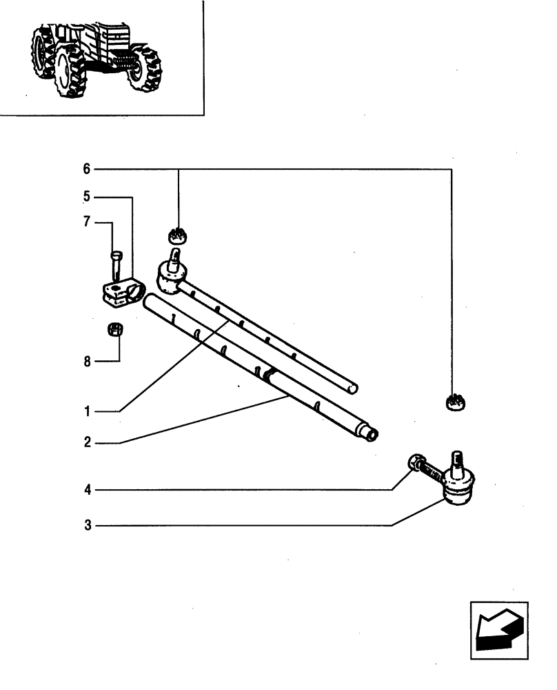 Схема запчастей Case IH JX95 - (1.63.4/ A) - STEERING TIE-ROD - TIE-ROD AND ARTICULATED HEAD (04) - FRONT AXLE & STEERING