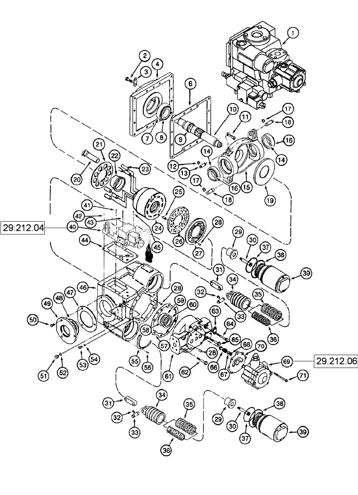 Схема запчастей Case IH 625 - (29.212.03) - TANDEM PUMP ASSEMBLY - HYDROSTATIC (REAR) (29) - HYDROSTATIC DRIVE