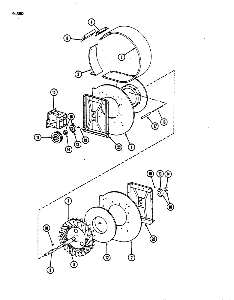 Схема запчастей Case IH 782 - (9-390) - CONVEYOR FAN (09) - CHASSIS ATTACHMENTS