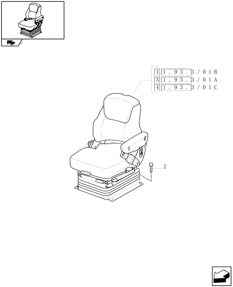 Схема запчастей Case IH PUMA 225 - (1.93.3/01) - SEAT (10) - OPERATORS PLATFORM/CAB