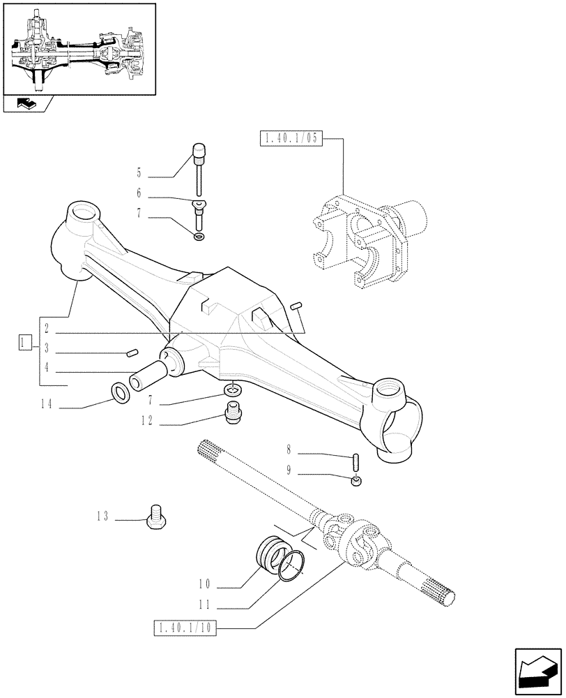 Схема запчастей Case IH FARMALL 80 - (1.40.1/01) - 4WD FRONT AXLE - BOX (04) - FRONT AXLE & STEERING