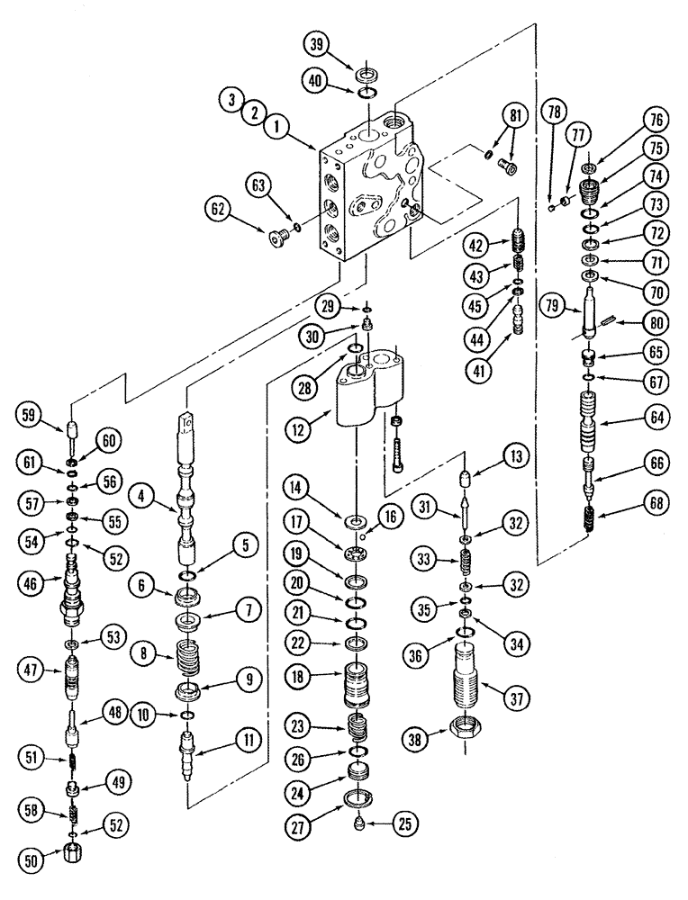 Схема запчастей Case IH STX275 - (08-37) - MAIN AND AUXILIARY VALVE ASSY MANUAL REMOTE (08) - HYDRAULICS