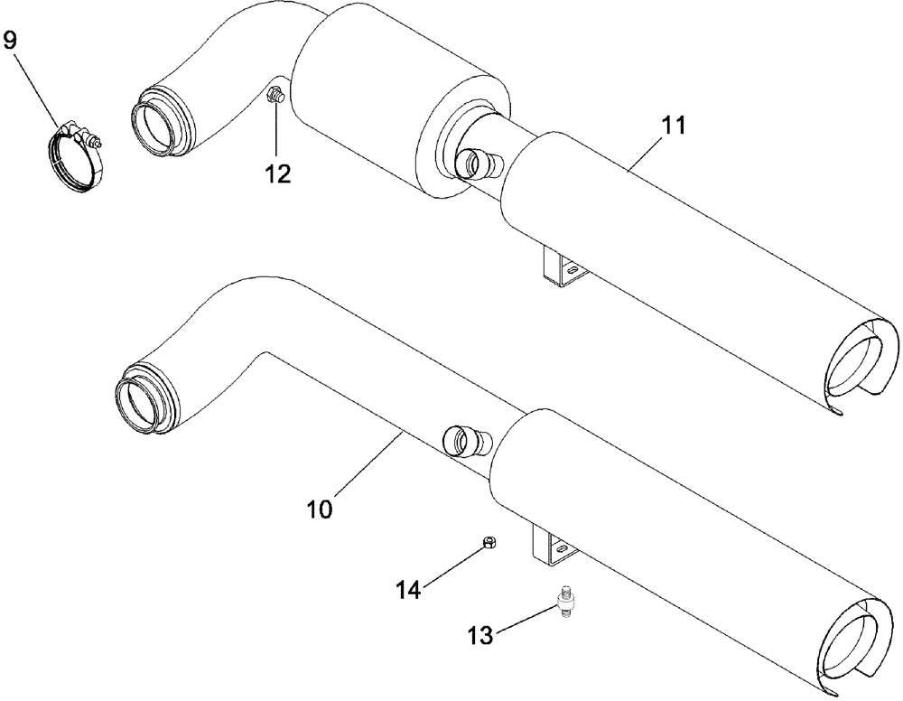 Схема запчастей Case IH 620 - (02-08) - EXHAUST SYSTEM (01) - ENGINE