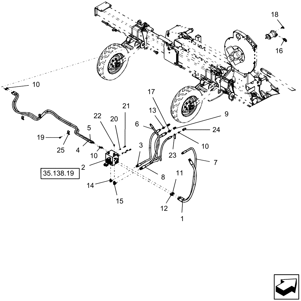 Схема запчастей Case IH 1220 - (35.752.03) - FAN MOTOR HYDRAULICS, MOUNTED STACKER FRAMES, VR DRIVE, 8 ROW (35) - HYDRAULIC SYSTEMS