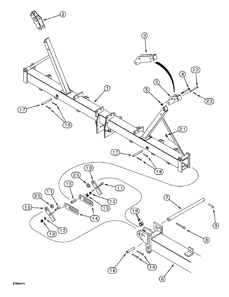 Схема запчастей Case IH 955 - (9A-008) - MAIN FRAME AND WING FRAMES, 8 ROW WIDE - VERTICAL FOLD (09) - CHASSIS/ATTACHMENTS