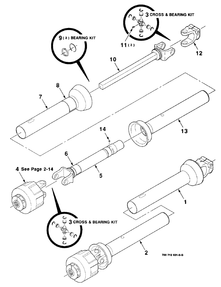 Схема запчастей Case IH 8309 - (2-12) - DRIVELINE ASSEMBLY, WEASLER - 1000 RPM (31) - IMPLEMENT POWER TAKE OFF