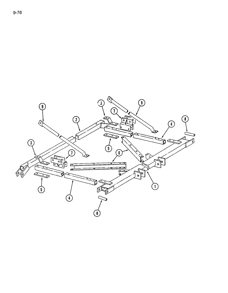 Схема запчастей Case IH 7200 - (9-076) - CENTER HITCH AND STABILIZER - THREE DRILL, MACHINES BUILT (09) - CHASSIS/ATTACHMENTS