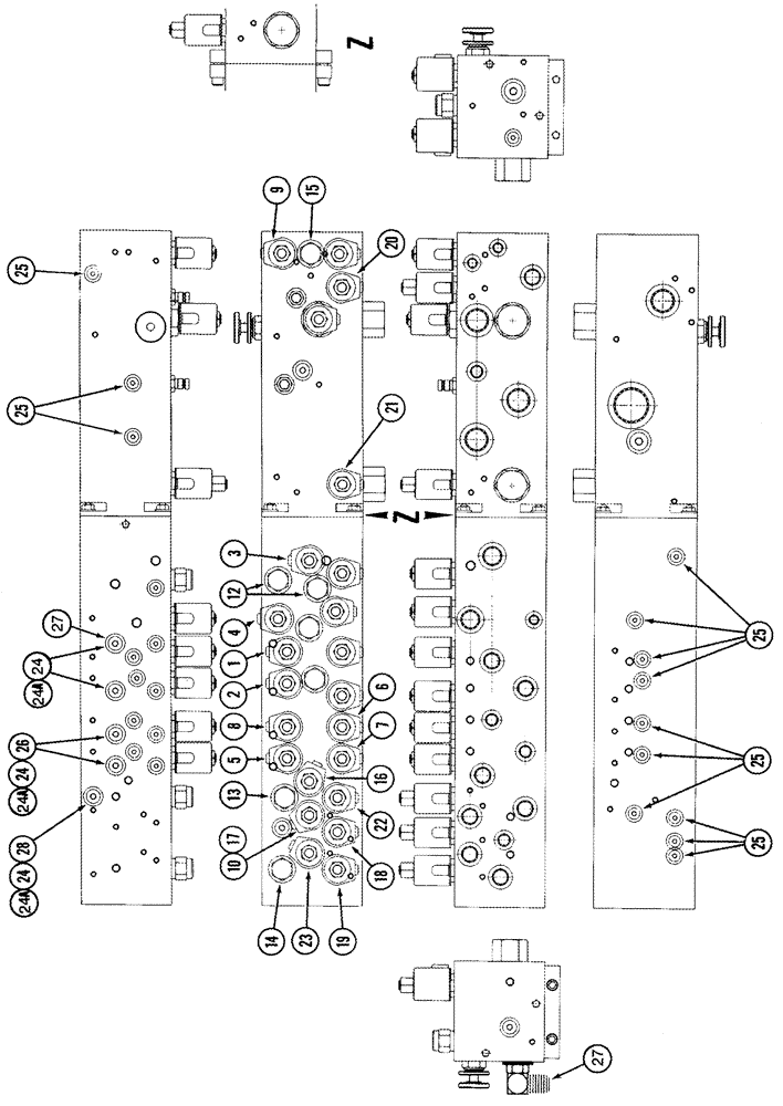 Схема запчастей Case IH 420 - (08-17) - HYDRAULIC MANIFOLD VALVE - UNITS WITH ROCKSHAFT KICKBACK (07) - HYDRAULICS