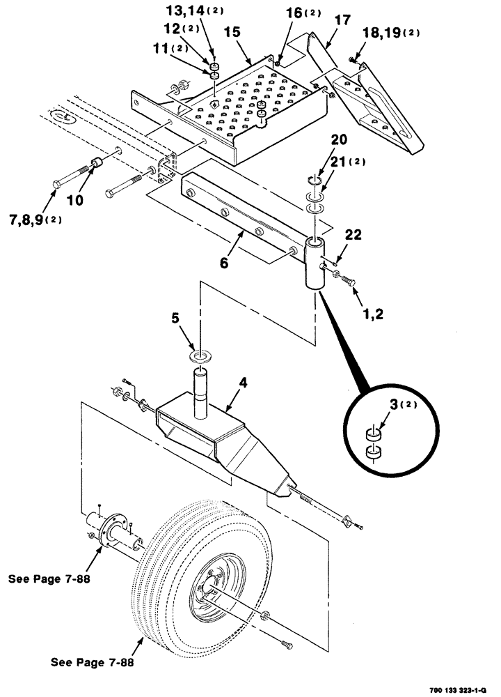 Схема запчастей Case IH 8880 - (07-082) - TAIL WHEEL AND STEP ASSEMBLY - LEFT (44) - WHEELS