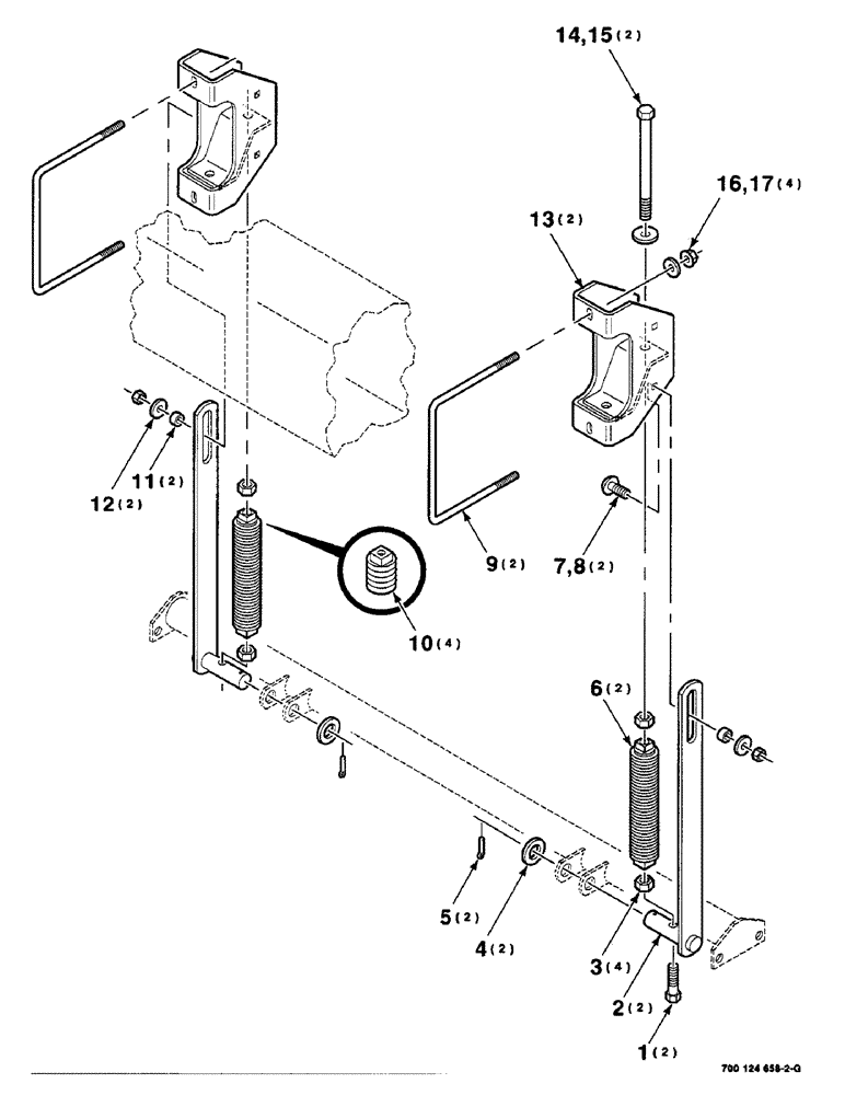 Схема запчастей Case IH 8840 - (9-030) - HAY CONDITIONER FLOTATION SPRING ASSEMBLY (58) - ATTACHMENTS/HEADERS