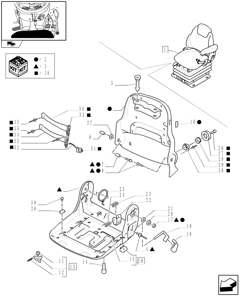 Схема запчастей Case IH PUMA 115 - (1.93.3/ A[02]) - "GRAMMER" DELUXE SEAT W/AIR SPRING, W/BELTS AND W/SWITCH - BREAKDOWN (10) - OPERATORS PLATFORM/CAB