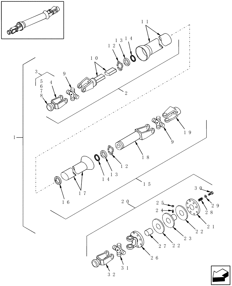 Схема запчастей Case IH SMX91 - (01.01) - FRONT PTO & SLIP CLUTCH (01) - PTO DRIVE SHAFT