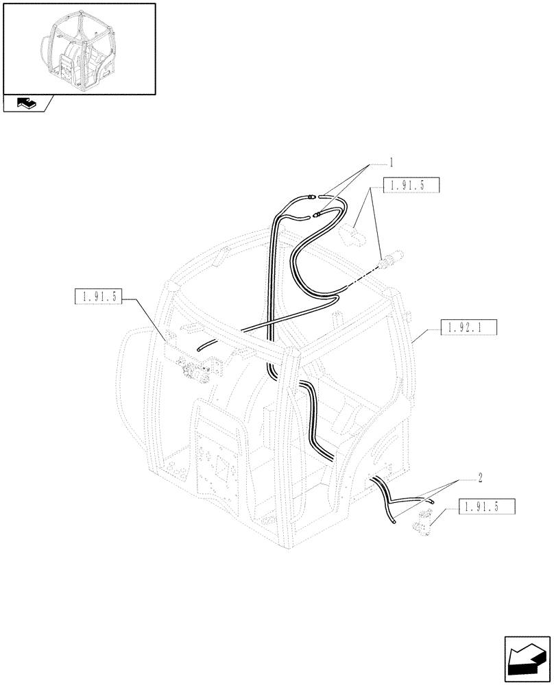 Схема запчастей Case IH PUMA 140 - (1.91.5/01) - WINDSCREEN AND REAR-WINDOW WASHER TUBES (10) - OPERATORS PLATFORM/CAB