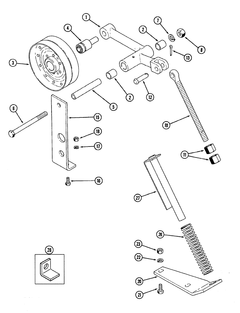 Схема запчастей Case IH 635 - (74.141.10) - FRONT FAN IDLER PULLEY LINKAGE (74) - CLEANING