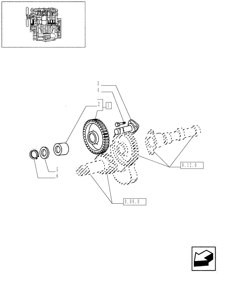 Схема запчастей Case IH JX95 - (0.10.0/02) - VAR - 747, 391102 - TTF ENGINE TIER 2 - INTERMEDIATE DRIVE GEARS AND SHAFTS (01) - ENGINE