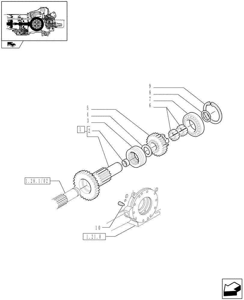 Схема запчастей Case IH FARMALL 90 - (1.32.1/02[02]) - 12X12 (40KM/H) TRANS. W/INSIDE AXLE FRONT BRAKE AND LIMITED SLIP - DRIVE SHAFT AND GEARS (STD, 743552-331321-743905) (03) - TRANSMISSION