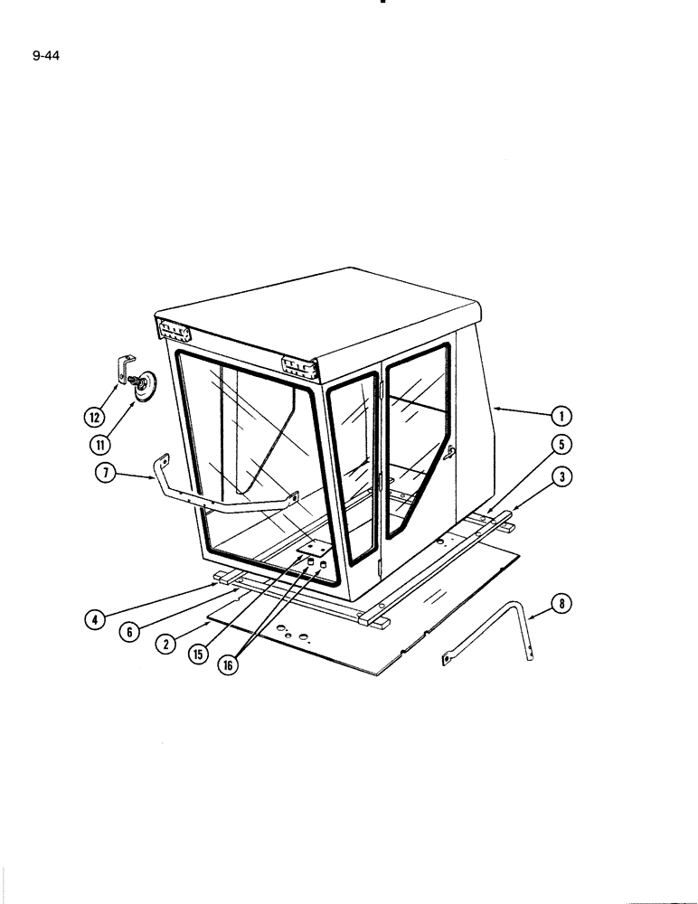 Схема запчастей Case IH 4000 - (9-44) - OPERATORS CAB MOUNTING AND RAILS (09) - CHASSIS/ATTACHMENTS
