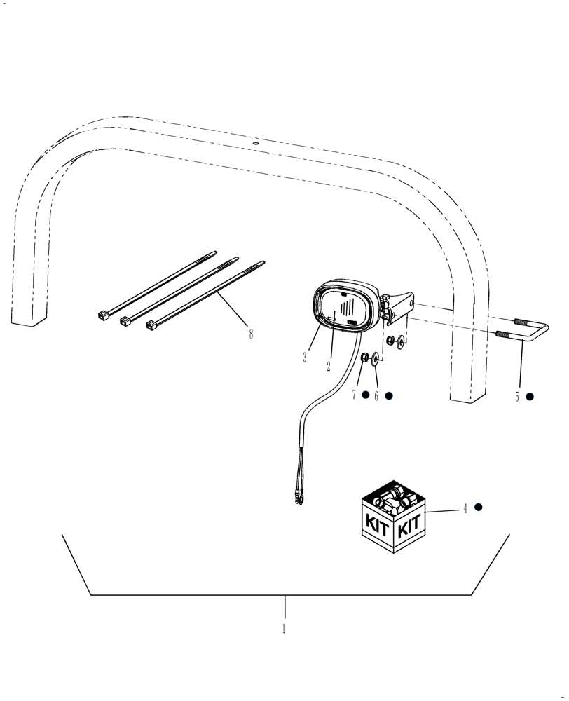 Схема запчастей Case IH FARMALL 60 - (06.05) - WORKLIGHT KIT - ROPS MOUNTED (06) - ELECTRICAL SYSTEMS