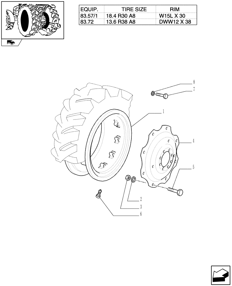 Схема запчастей Case IH FARMALL 95 - (83.00[01]) - DRIVE WHEELS (11) - WHEELS/TRACKS