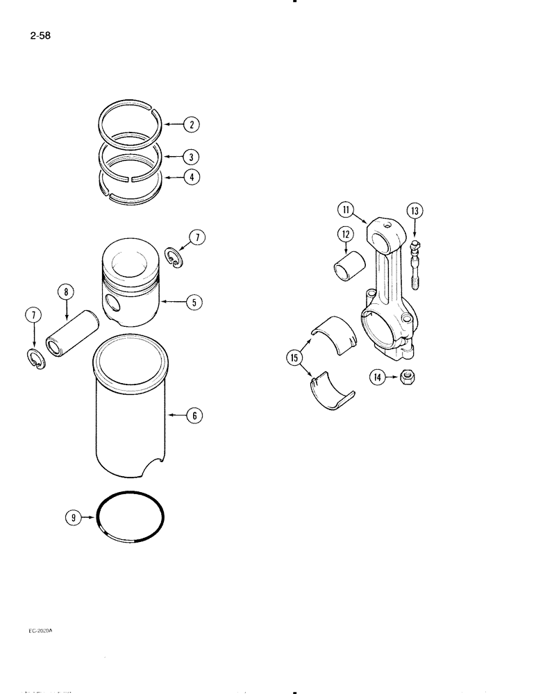 Схема запчастей Case IH 595 - (2-58) - PISTONS AND SLEEVES (02) - ENGINE