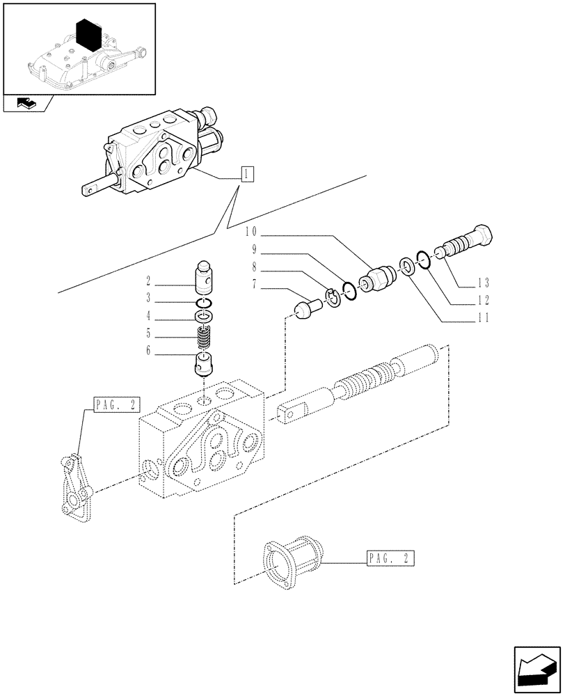 Схема запчастей Case IH FARMALL 65C - (1.82.7/11A[01]) - SIMPLE DOUBLE EFFECT DISTRIBUTOR - PARTS (07) - HYDRAULIC SYSTEM