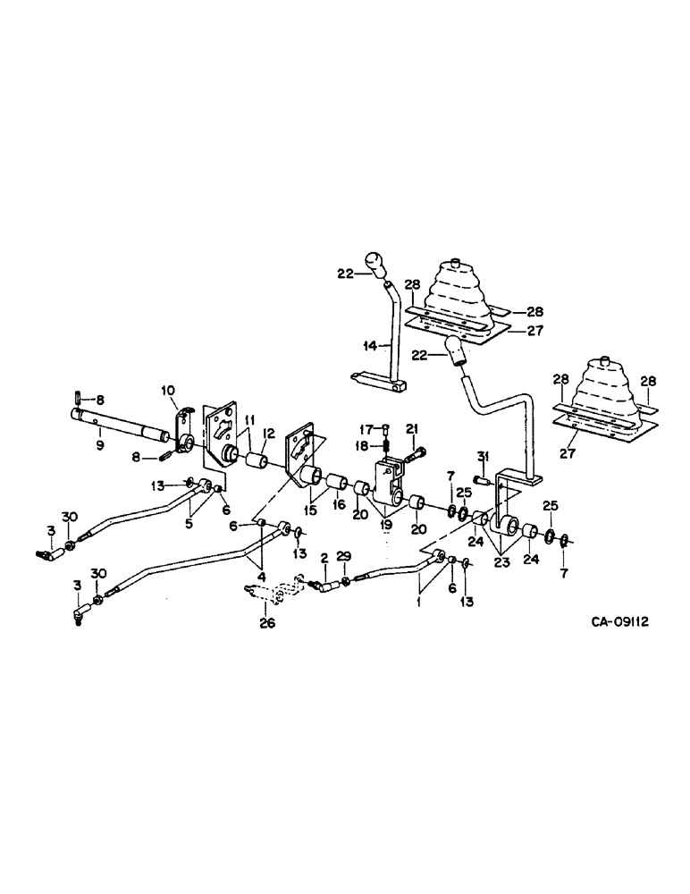 Схема запчастей Case IH 584 - (07-37) - TRANSMISSION CONTROLS, EXTERNAL, TRACTORS WITH FORWARD AND REVERSE (04) - Drive Train