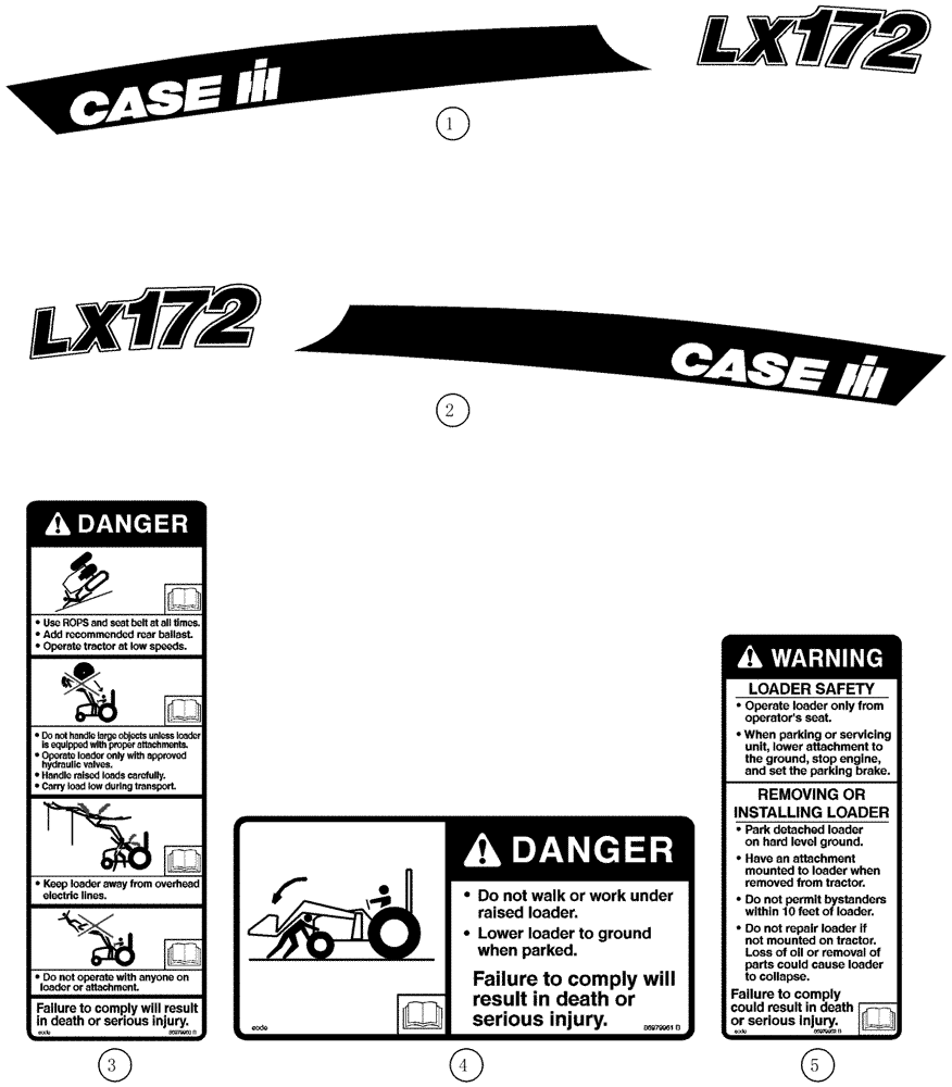 Схема запчастей Case IH LX172 - (09-14) - DECALS (09) - CHASSIS/ATTACHMENTS