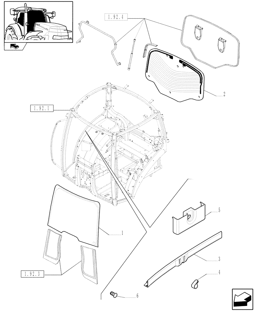 Схема запчастей Case IH PUMA 210 - (1.92.3/01) - (VAR.043-052-635) HEATED FRONT AND REAR WINDOW - CAB GLASS AND RELEVANT PARTS (10) - OPERATORS PLATFORM/CAB