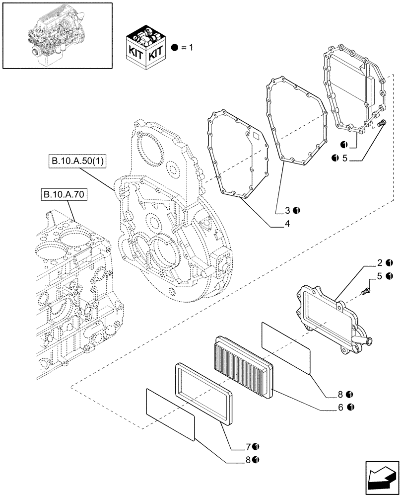 Схема запчастей Case IH AFX8010 - (B.10.A[2]) - ENGINE BREATHERS (500386078) B - Power Production