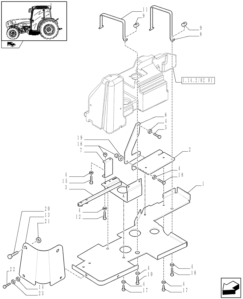 Схема запчастей Case IH FARMALL 85N - (1.14.7/02) - SIDE FUEL TANK SUPPORTS AND FASTENING STRIPS - D6808 (02) - ENGINE EQUIPMENT