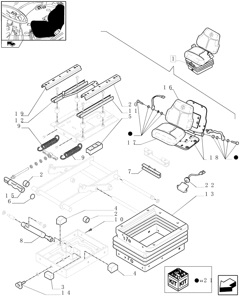 Схема запчастей Case IH FARMALL 75N - (1.92.85/01A) - FABRIC SEAT WITH BELTS AND SAFETY SWITCH - BREAKDOWN - W/CAB (10) - OPERATORS PLATFORM/CAB