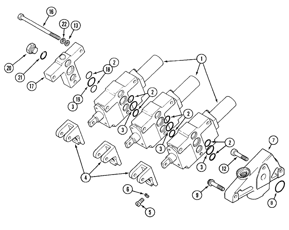 Схема запчастей Case IH CX60 - (08-07) - AUXILIARY VALVES (08) - HYDRAULICS