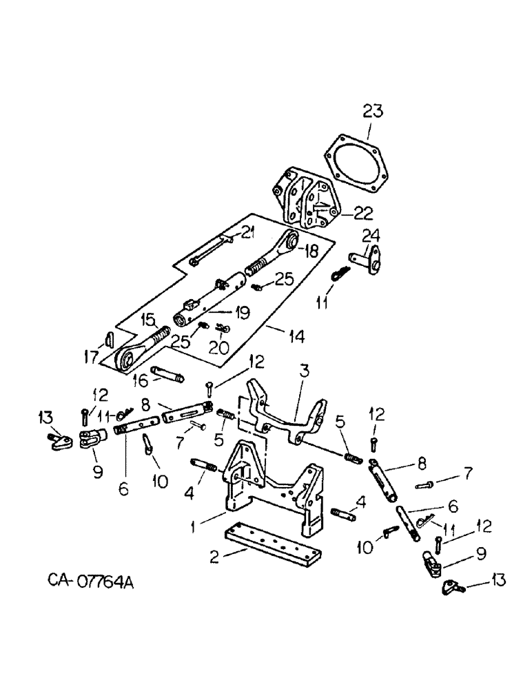 Схема запчастей Case IH 3088 - (09-07) - FRAME, THREE POINT HITCH, CAT. II, UPPER LINK & LATERAL LIMITER (12) - FRAME