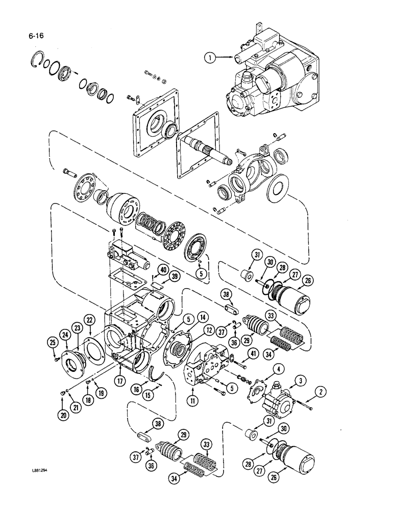 Схема запчастей Case IH 1640 - (6-16) - HYDROSTATIC PUMP (03) - POWER TRAIN