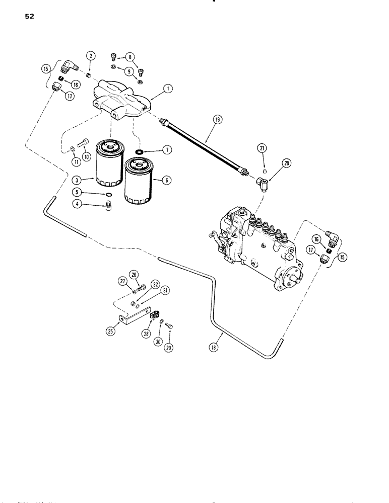 Схема запчастей Case IH 1090 - (052) - FUEL INJECTION FILTER SYSTEM, (451B) DIESEL ENGINE, 1ST USED ENGINE SERIAL NUMBER 2323001 (03) - FUEL SYSTEM