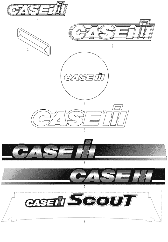 Схема запчастей Case IH SCOUT - (90.108.02) - BADGING DECALS (90) - PLATFORM, CAB, BODYWORK AND DECALS