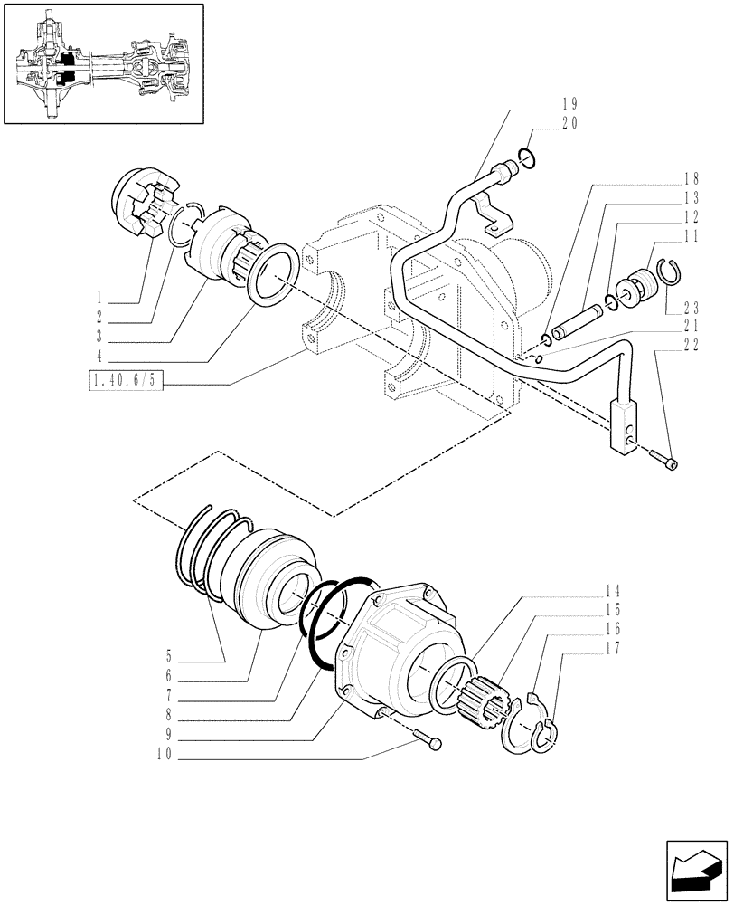 Схема запчастей Case IH MXM120 - (1.40.6/09[01]) - (VAR.463) 4WD FRONT AXLE WITH SUSPENSIONS, FULL POWER SHIFT - HYDRAULIC DIFFERENTIAL LOCK (04) - FRONT AXLE & STEERING