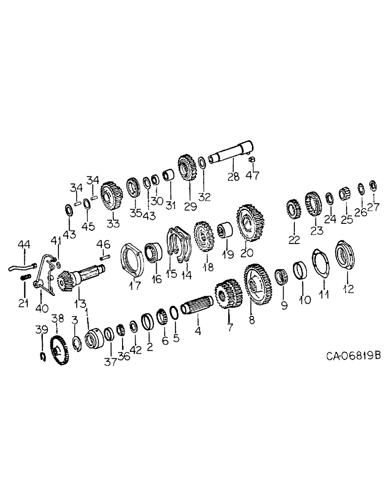 Схема запчастей Case IH 3388 - (07-22) - DRIVE TRAIN, RANGE TRANSMISSION, IN REAR FRAME (04) - Drive Train