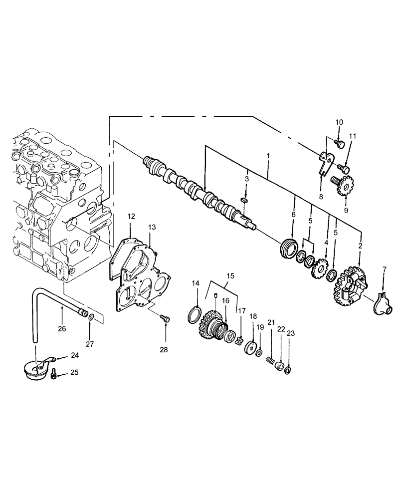 Схема запчастей Case IH DX24E - (01.02) - CAMSHAFT & OIL PUMP (01) - ENGINE