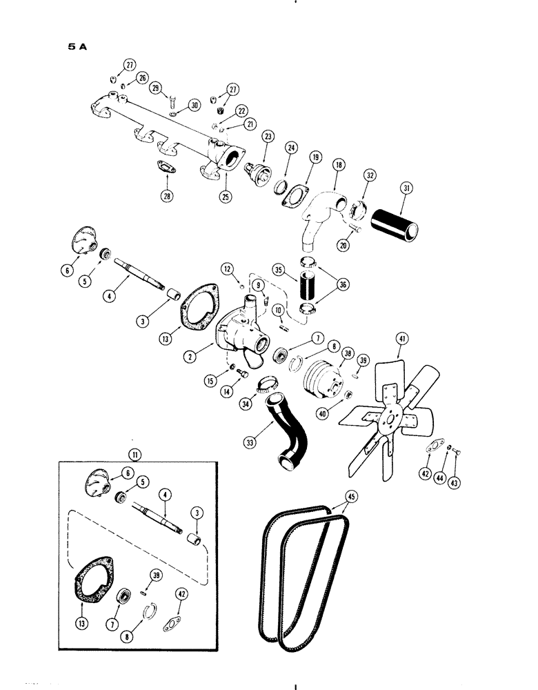 Схема запчастей Case IH 730 SERIES - (005A) - WATER PUMP AND ATTACHING PARTS (02) - ENGINE