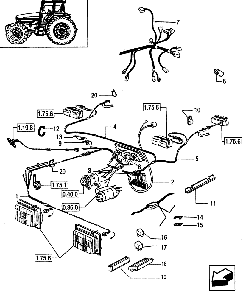 Схема запчастей Case IH JX80 - (1.75.4) - VARIOUS WIRES (06) - ELECTRICAL SYSTEMS