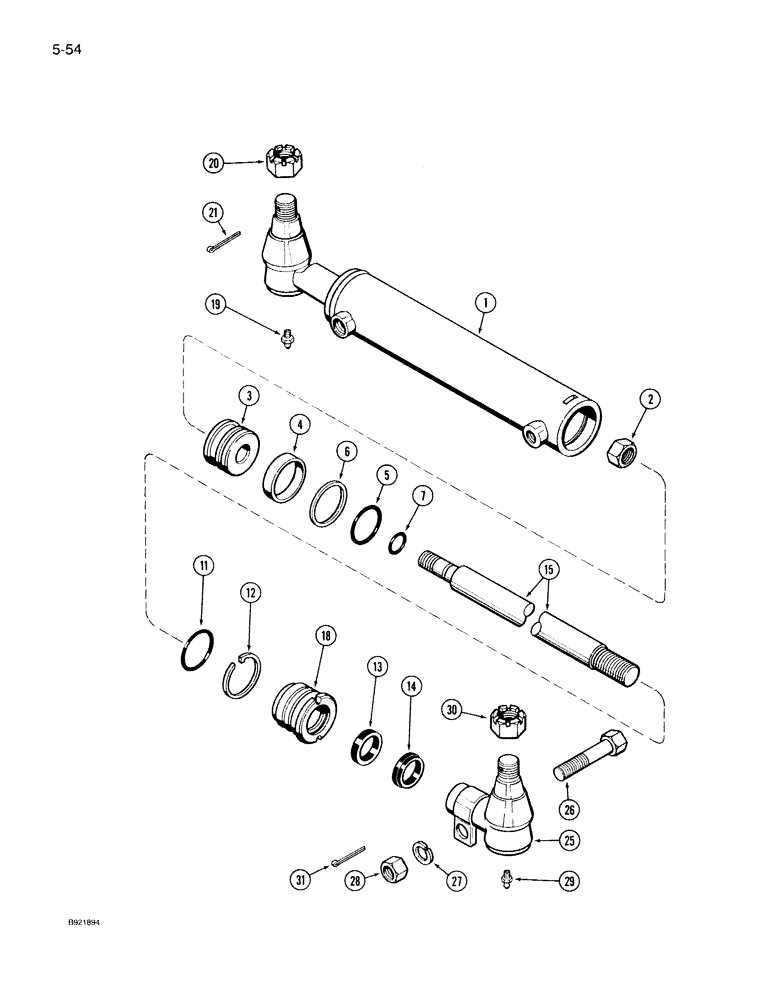 Схема запчастей Case IH 7140 - (5-054) - STEERING CYLINDER ASSEMBLY, MFD TRACTOR, 1349019C1 AND 1349018C1 (05) - STEERING