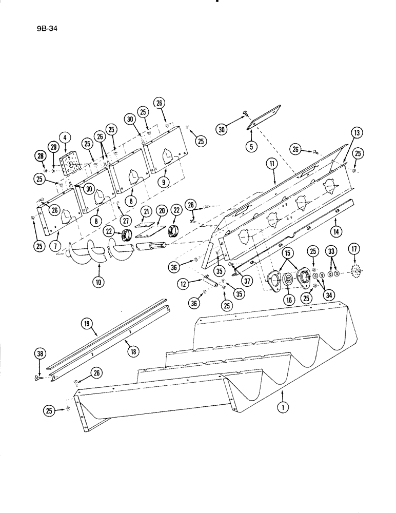 Схема запчастей Case IH 1670 - (9B-34) - AUGER BED (14) - ROTOR, CONCANVES & SIEVE