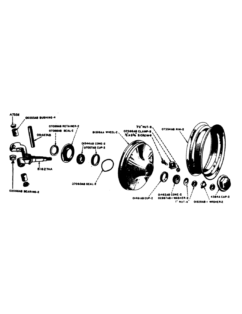 Схема запчастей Case IH 800 - (177) - FRONT WHEEL AND SPINDLE FOR PNEUMATIC TIRES, FOR ORCHARD TRACTORS (06) - POWER TRAIN