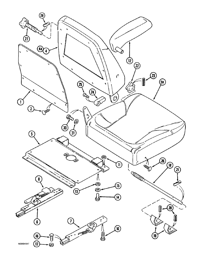 Схема запчастей Case IH 1666 - (9G-32) - AIR SUSPENSION SEAT, CUSHIONS AND SLIDES (10) - CAB & AIR CONDITIONING