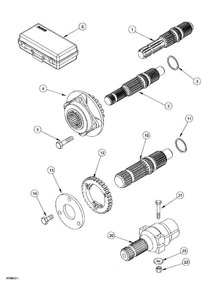 Схема запчастей Case IH MX180 - (6-122) - POWER TAKE-OFF ASEMBLY, OUTPUT SHAFT, DUAL SPEED, 35 MM 1-3/8 IN, 45 MM 1-3/4 IN (06) - POWER TRAIN