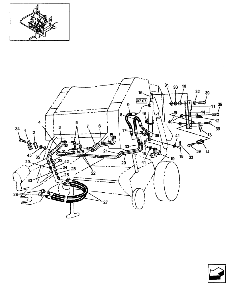 Схема запчастей Case IH RBX442 - (07.05) - HYDRAULICS, TAILGATE LIFT (07) - HYDRAULIC SYSTEM