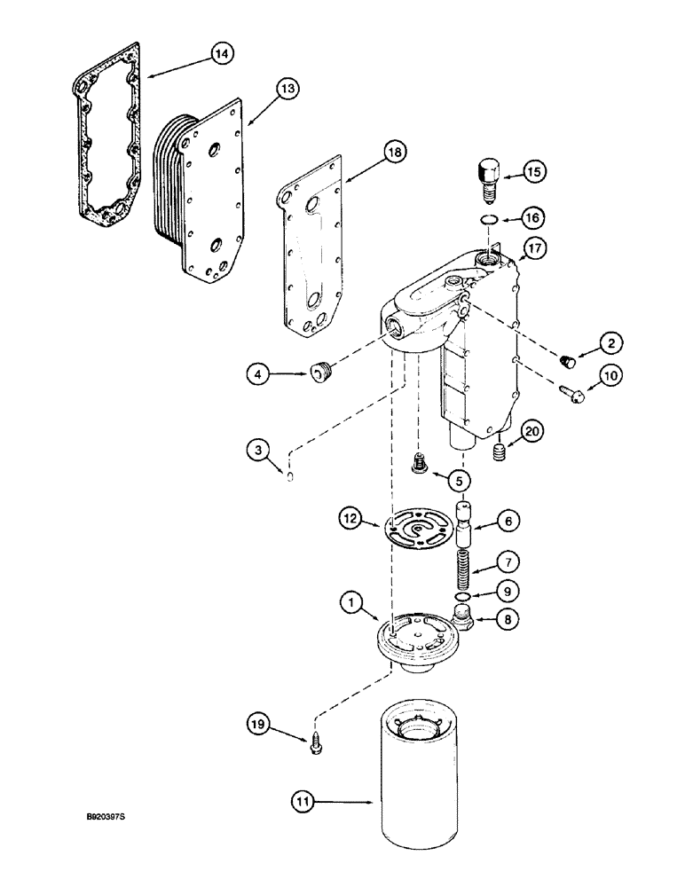 Схема запчастей Case IH 1670 - (2-33A) - OIL FILTER AND COOLER, 6TA-830 ENGINE, ENGINE S/N 44500128 AND AFTER (01) - ENGINE