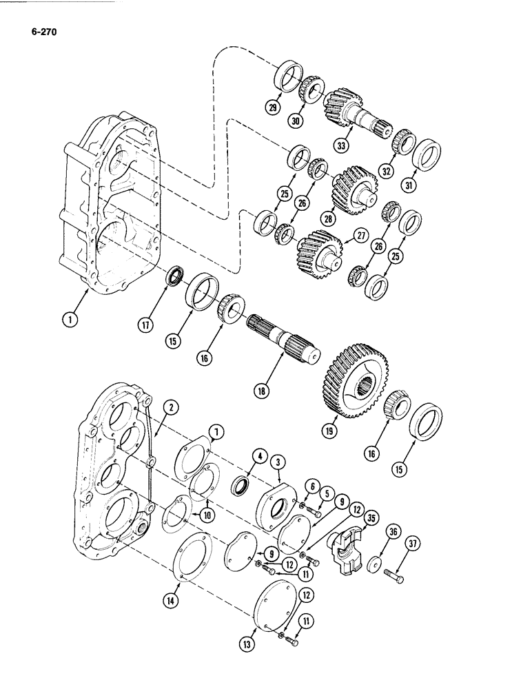 Схема запчастей Case IH 4494 - (6-270) - PTO INPUT AND OUTPUT SHAFTS, GEARS AND COVERS (06) - POWER TRAIN